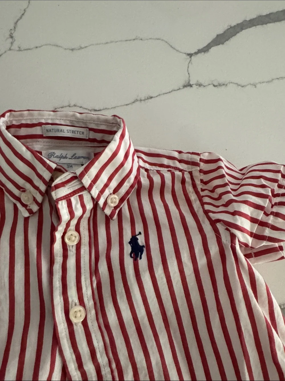 Ralph Lauren Kids Navy Embroidered Nautical Shorts with Red Stripe Shirt